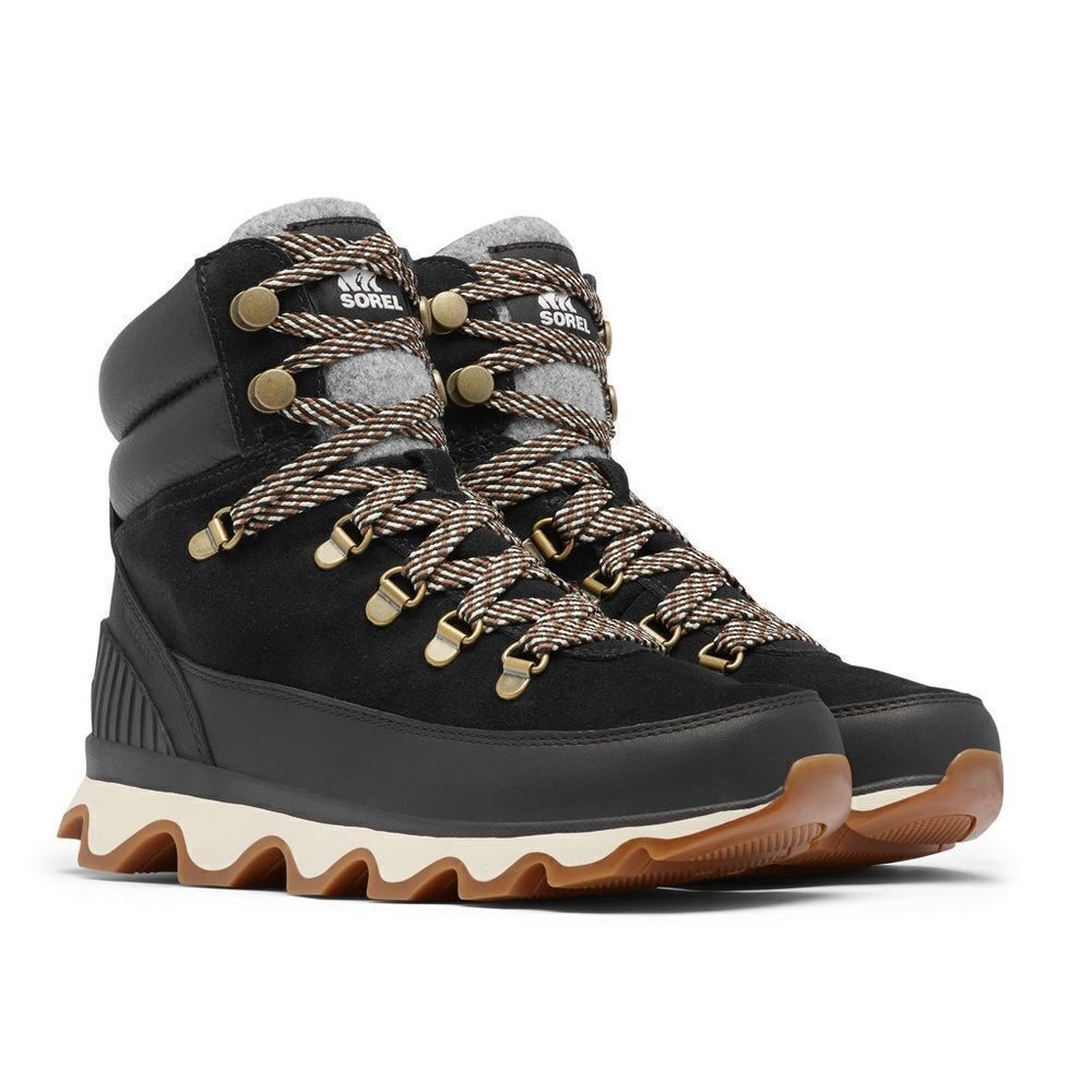 SOREL Women’s Kinetic Conquest WP Winter Lace Up Snow Boot Black Cream 7